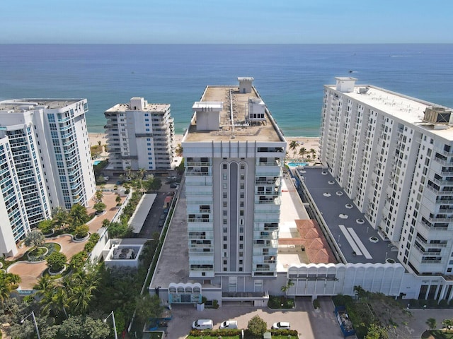 bird's eye view with a water view and a view of city