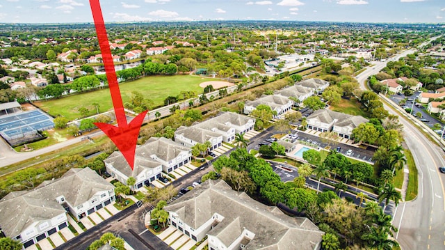 drone / aerial view featuring a residential view