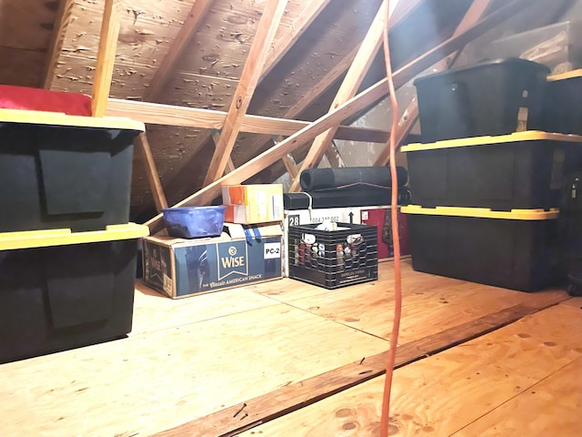 view of unfinished attic