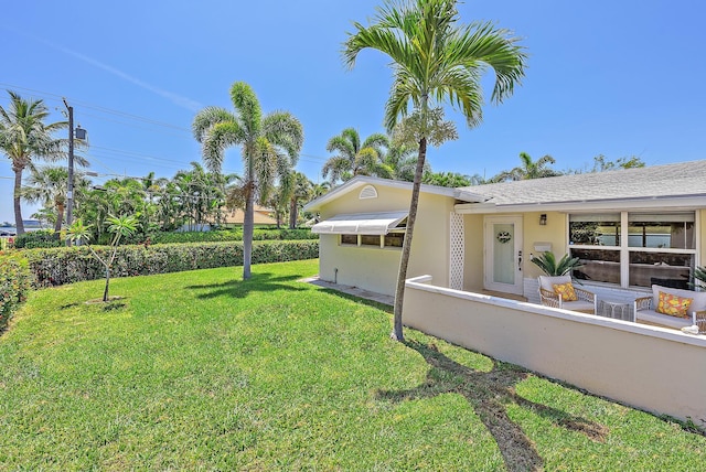 view of yard with a fenced front yard