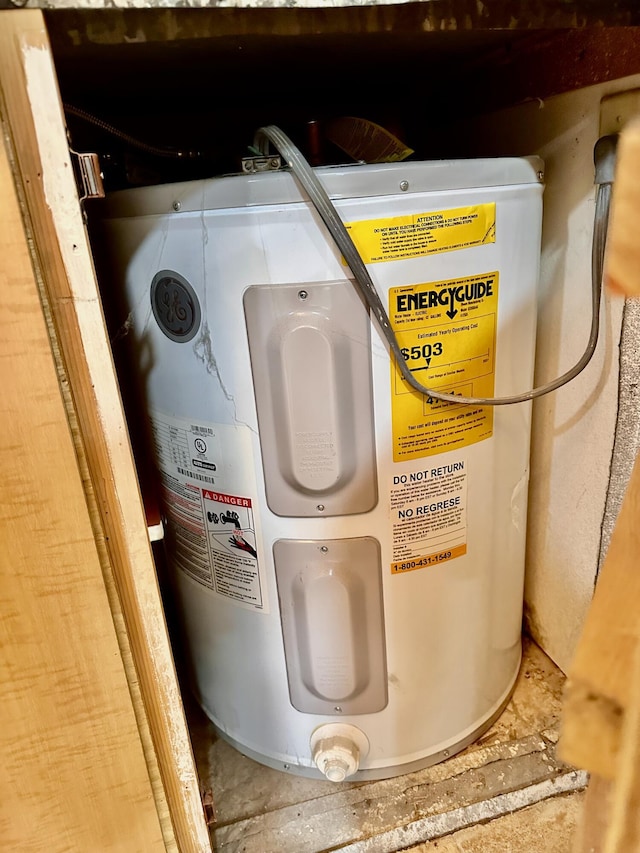 interior details featuring electric water heater