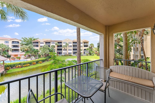 balcony with a water view