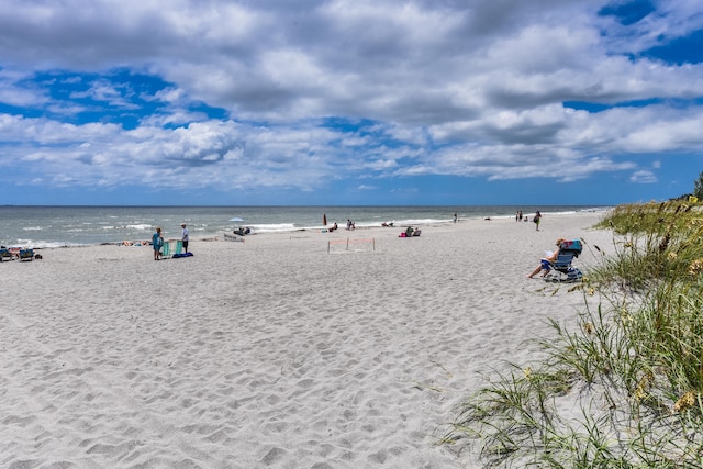 property view of water with a beach view