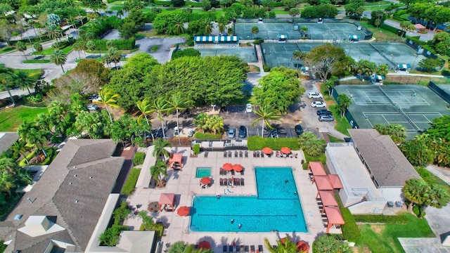 aerial view with a residential view