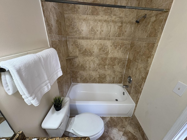 full bath with toilet and bathing tub / shower combination