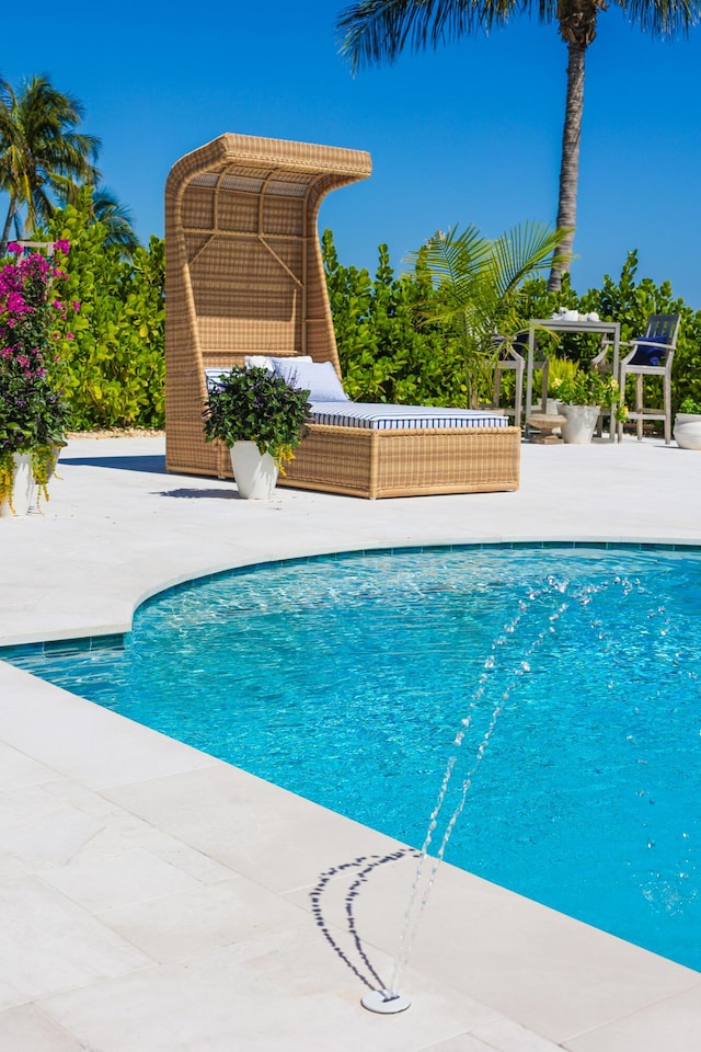 pool with a patio area