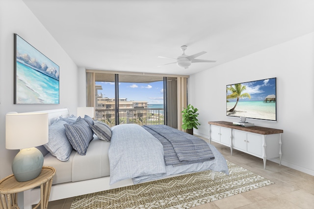 3250 S Ocean Blvd Unit 505-N, Palm Beach, FL 33480 - bedroom featuring baseboards, ceiling fan, and access to exterior
