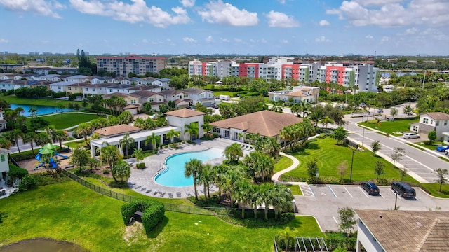 bird's eye view featuring a water view