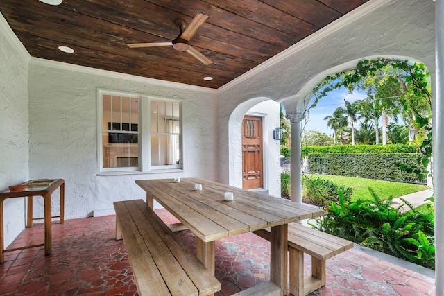 view of patio / terrace featuring a ceiling fan