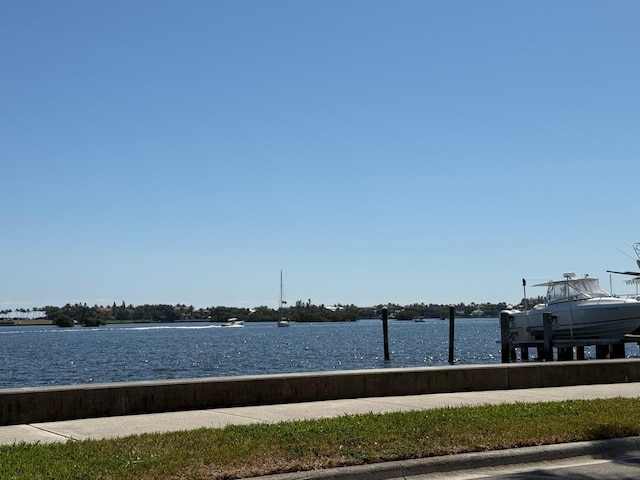 property view of water with a boat dock