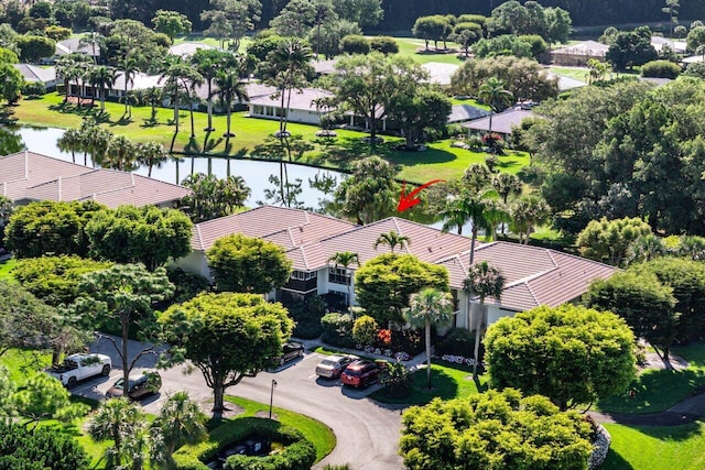 bird's eye view featuring a water view