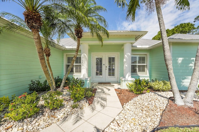 doorway to property with french doors