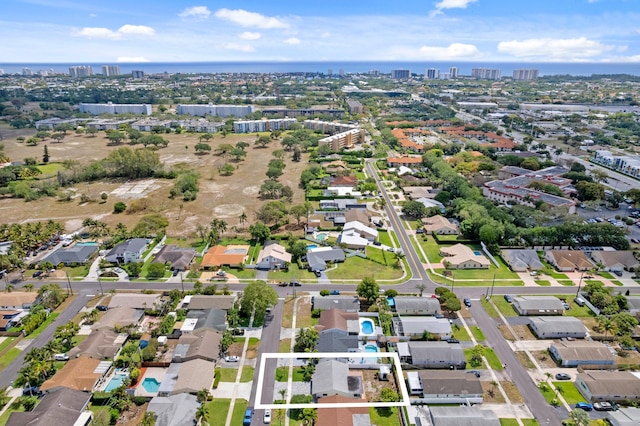 bird's eye view with a city view