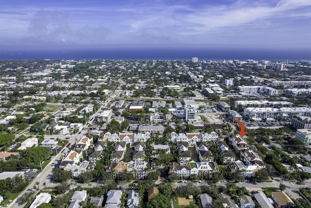 birds eye view of property with a residential view