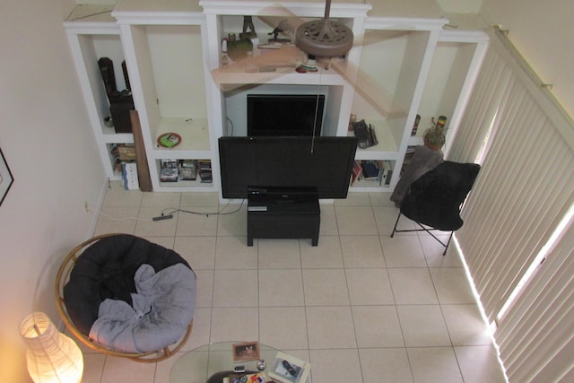 view of tiled living area