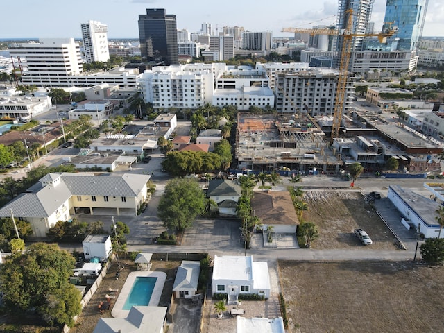 bird's eye view with a city view