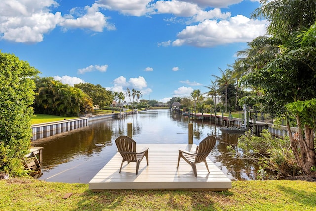 dock area featuring a water view