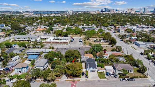 aerial view with a city view