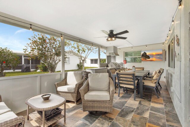 1504 SW 22nd Ave, Boynton Beach, FL 33426 - sunroom / solarium featuring a ceiling fan