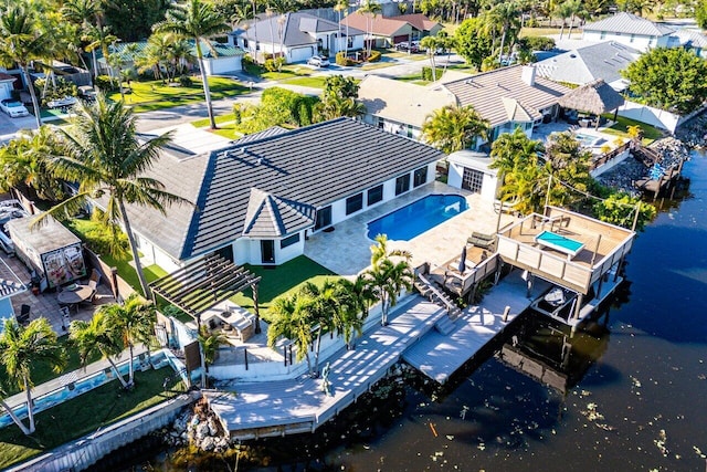 aerial view with a residential view