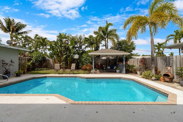 1351 SE 7th Ave, Pompano Beach, FL 33060 - view of swimming pool featuring a gazebo, a patio area, and a fenced backyard