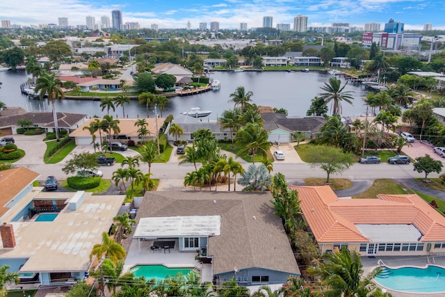 1351 SE 7th Ave, Pompano Beach, FL 33060 - aerial view of a pool, a large body of water, and a skyline view