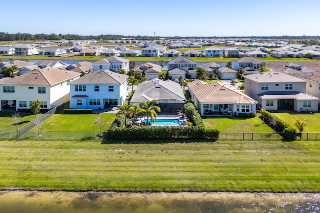 aerial view with a residential view