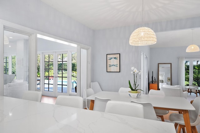 dining space with french doors