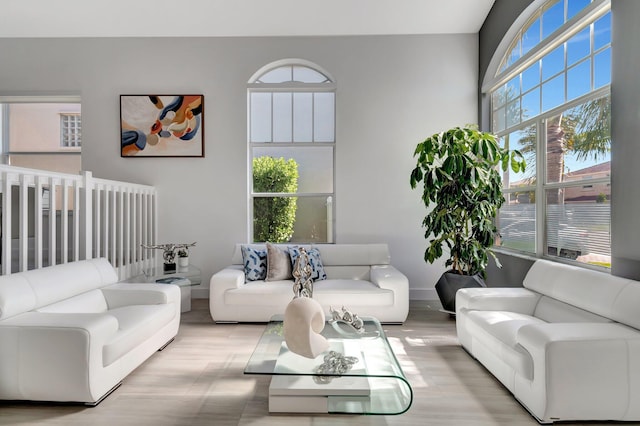 living room featuring baseboards and wood finished floors