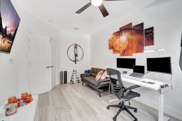 office featuring ceiling fan