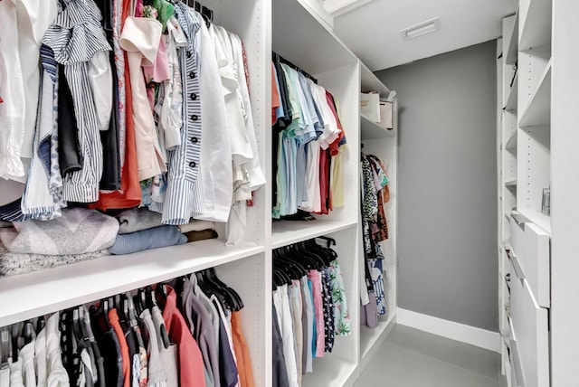 walk in closet featuring visible vents