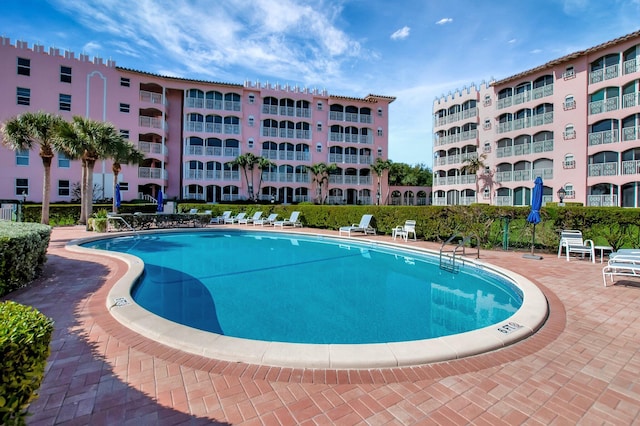 view of pool featuring a patio area