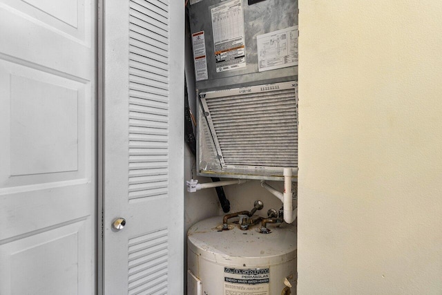 utility room with water heater