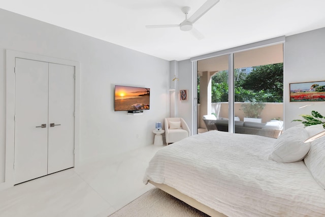 bedroom featuring ceiling fan