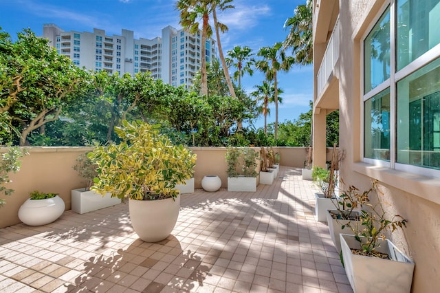 view of patio with a view of city