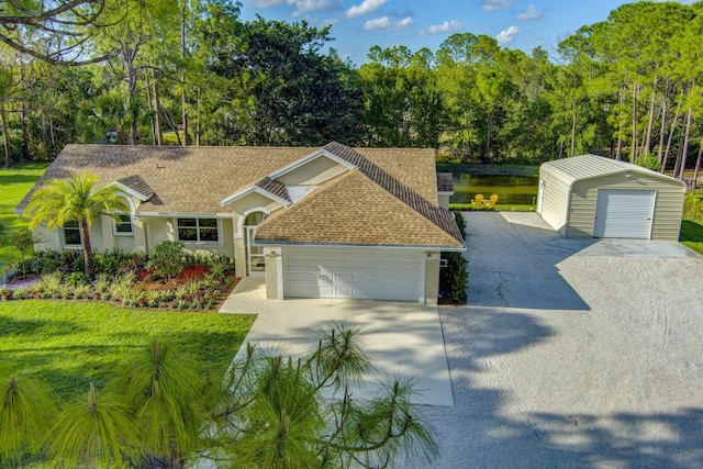17393 84th Ct N, Loxahatchee, FL 33470 - ranch-style house with concrete driveway, a shingled roof, and stucco siding