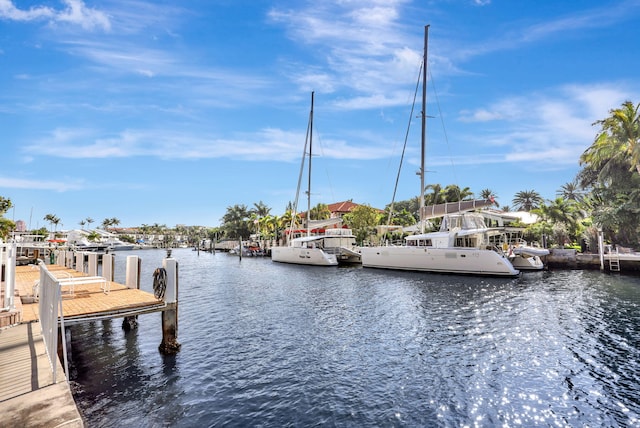 dock area featuring a water view