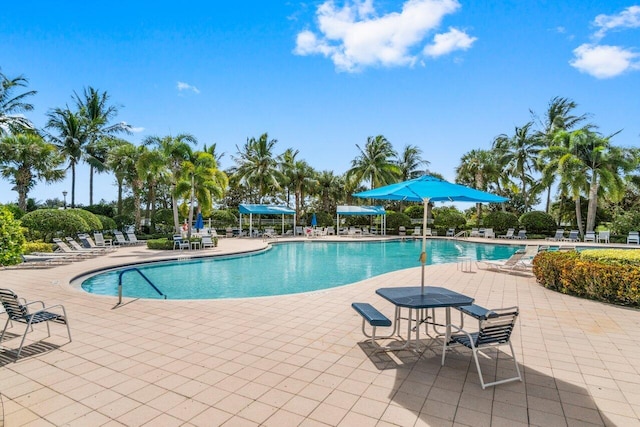 community pool featuring a patio area