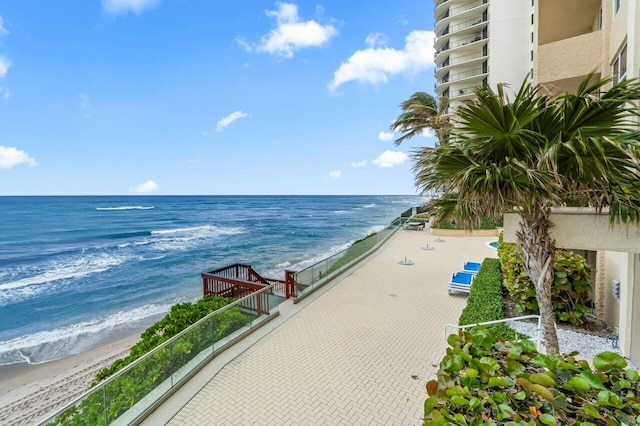 property view of water featuring a view of the beach