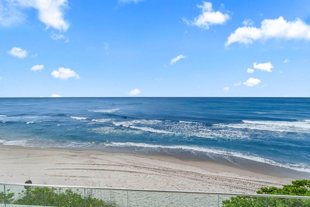 property view of water featuring a beach view