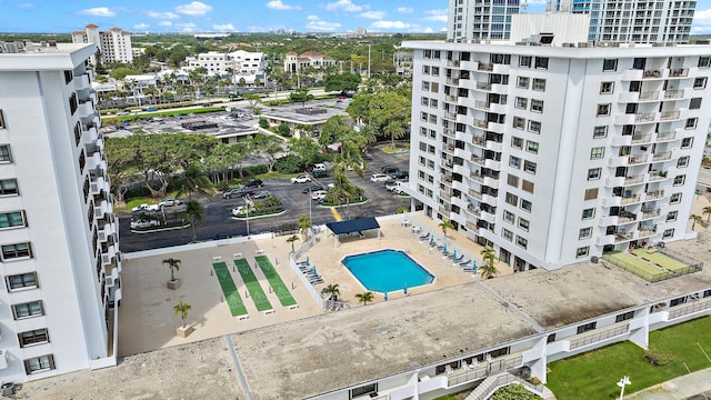 aerial view featuring a city view