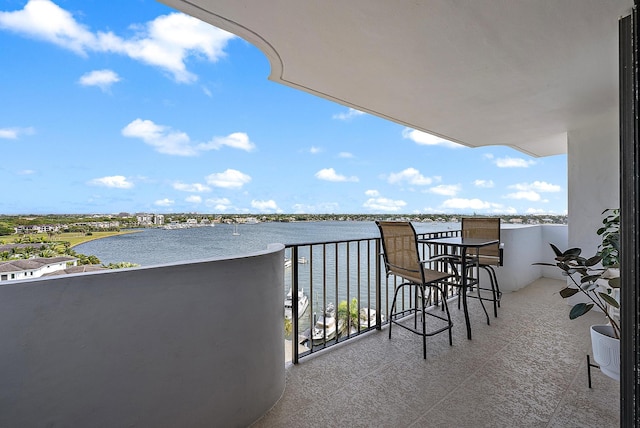 balcony with a water view