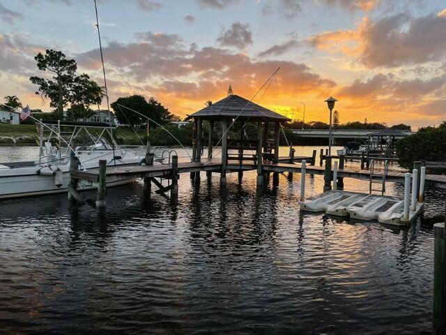 dock area featuring a water view