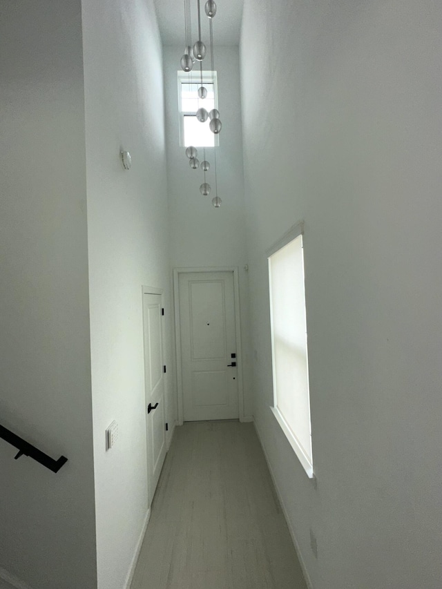 hallway with a high ceiling