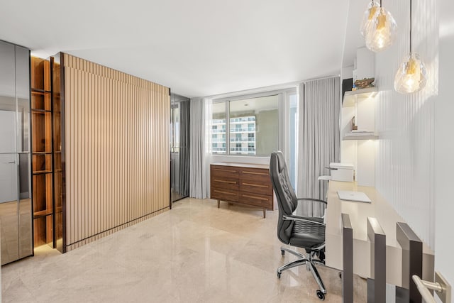 home office featuring marble finish floor