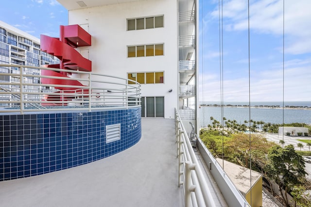 balcony with a water view