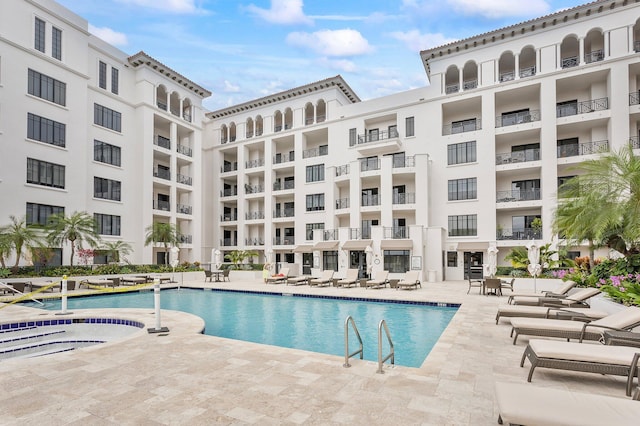 pool featuring a patio area