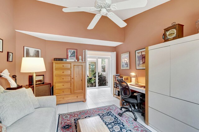 6089 Bay Isles Dr, Boynton Beach, FL 33437 - office area featuring light tile patterned flooring and ceiling fan