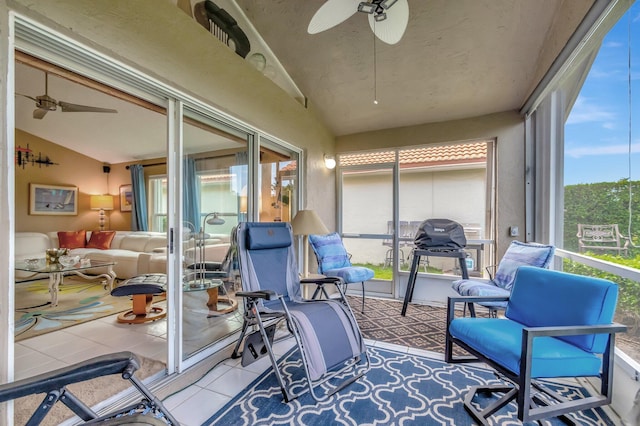 6089 Bay Isles Dr, Boynton Beach, FL 33437 - sunroom / solarium featuring lofted ceiling and a ceiling fan