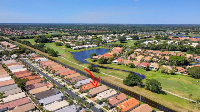6089 Bay Isles Dr, Boynton Beach, FL 33437 - aerial view featuring view of golf course, a water view, and a residential view